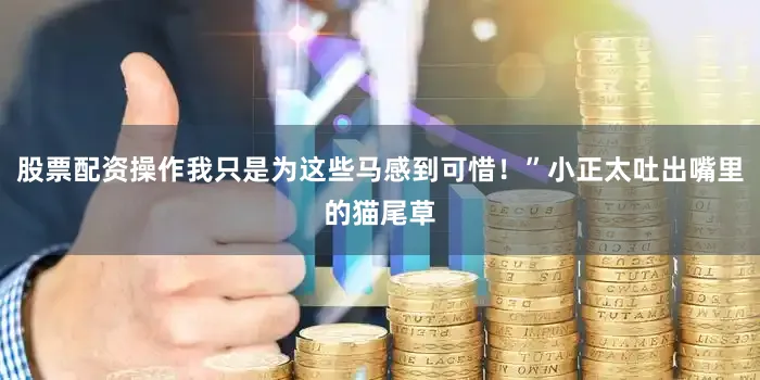 股票配资操作我只是为这些马感到可惜！”小正太吐出嘴里的猫尾草